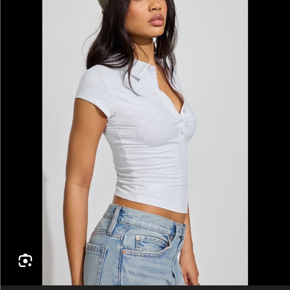 Garage Light Gray Short Sleeve Polo Top (WHITE)